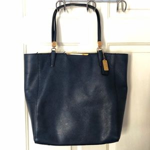 Coach Navy Saffiano Leather Tote Bag w/Gold accent